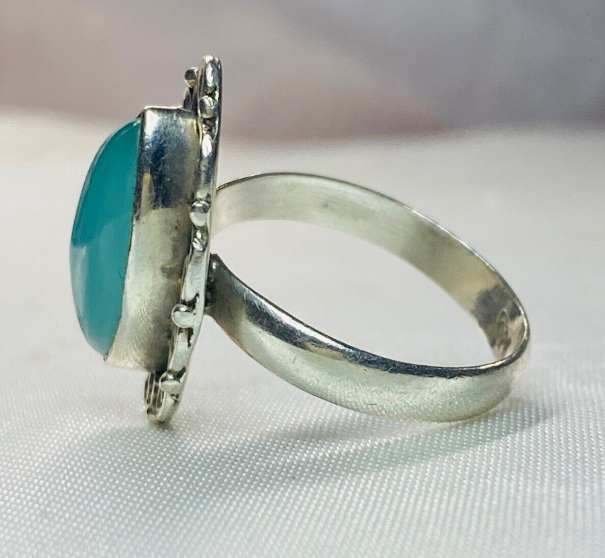 Sterling Silver 925 Chalcedony Scrollwork Ring Si… - image 2