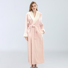 Women Ladies Mans Luxurious Bath Robe Dressing Gown Flannel Long Robe Bathrobe