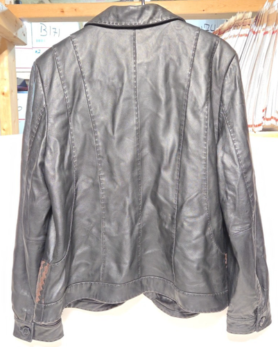TRIBAL schwarze Lederjacke braun gewebt Größe 16 - Bild 2 von 6