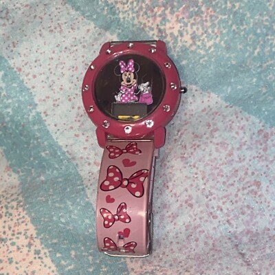 Disney Minnie Mouse with a Pink Sparkly Bow Watch Disney By MZB Minnie Mouse Watch Pink Band With Hearts  main image 2