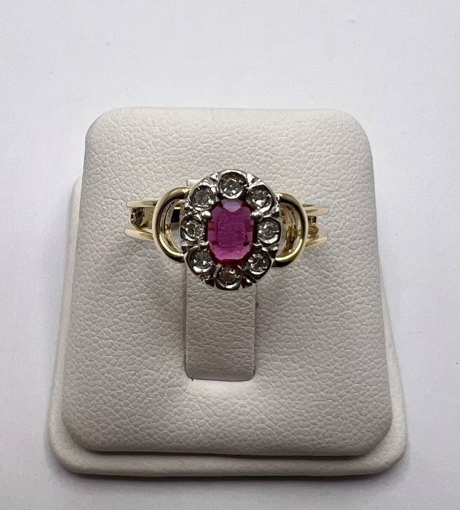 🟥Smart Entourage Ring Ruby 0.35ct. Diamond. 585.… - image 4
