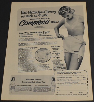 1965 Print Ad Sexy Fashion Compreso Belt Flatter Tummy Blonde Lady Long Legs ATL