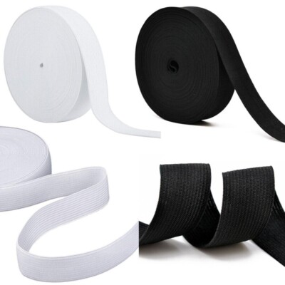 Hochwertiges gewebtes Gummiband 1 Zoll 25 mm breit Breite schwarz/weiß verschiedene Längen