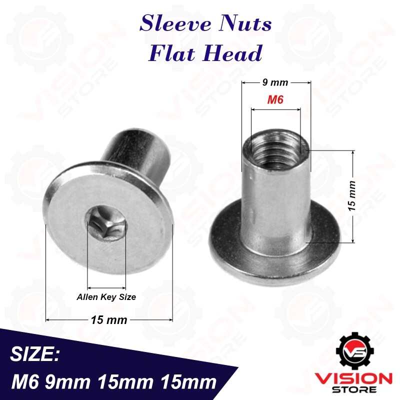 Sleeve Nuts M5 M6 M8 M10 Flat Head Hexagon Socket Furniture Cap Yellow Zinc Blac
