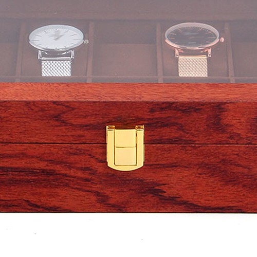 10-Slot Watch Box Glass Top Vintage Display Jewelry Storage Organizer Case Wood - Picture 11 of 12