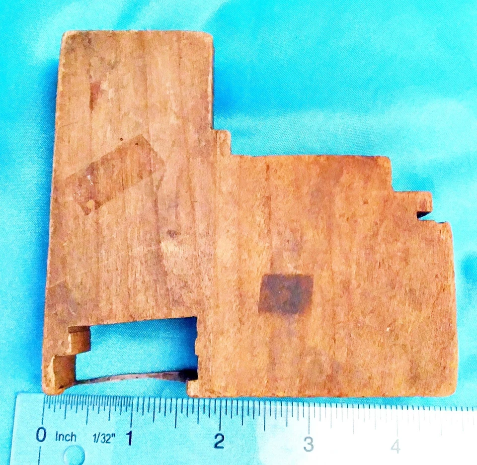 ETIQUETA DE DINERO - SELLO DE BLOQUE DE TELA ESTAMPADO DE MADERA ANTIGUO DISEÑO DE FORMA ÚNICA FINA Foto 2 de 4