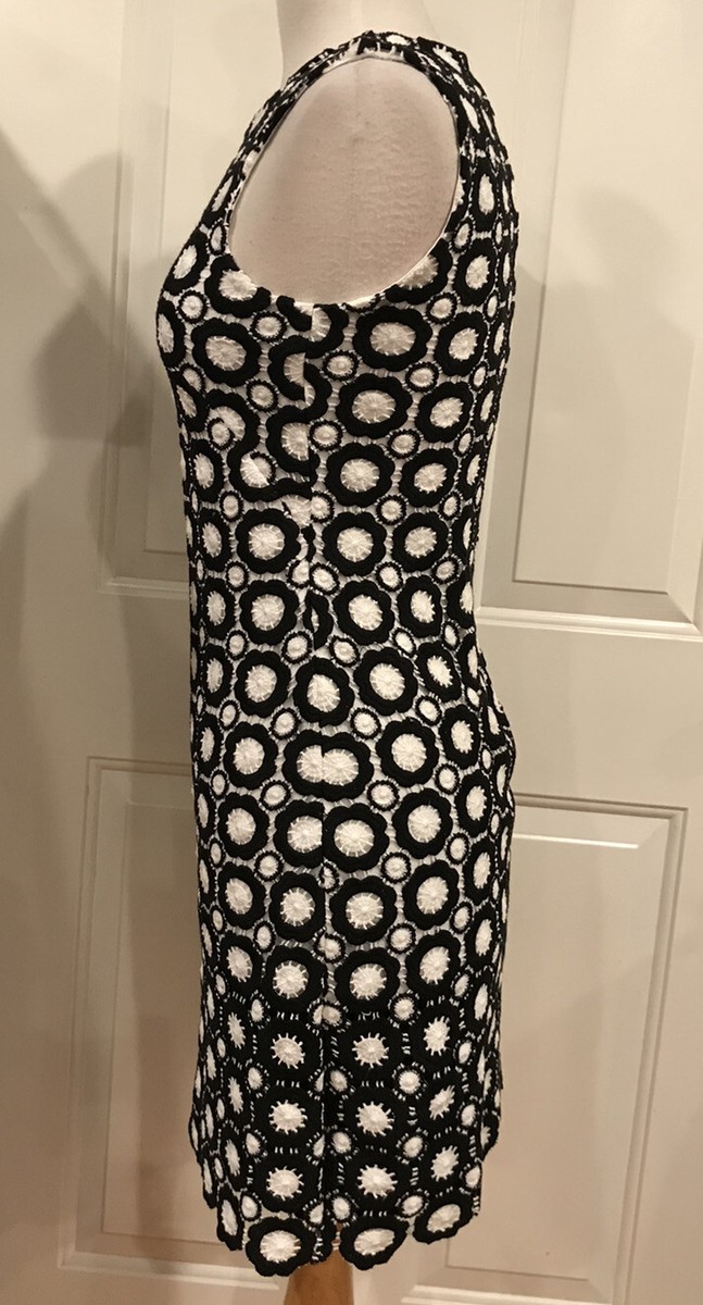 Calvin Klein Sleeveless Floral Embroidered Sheath Dress Lace Black White 2  XS | eBay