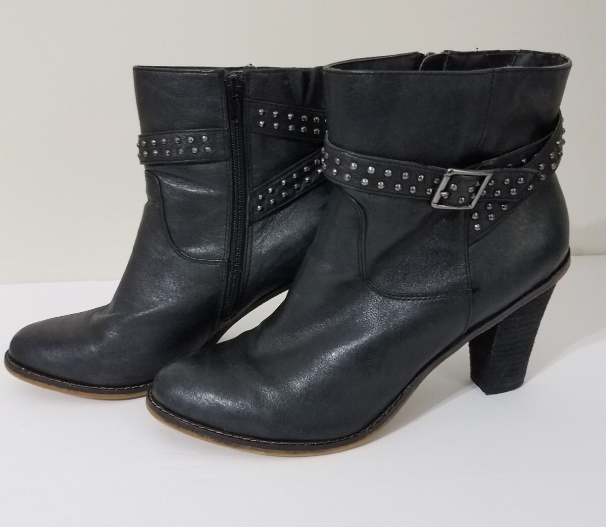 Black Buckle Motto Boots Women Shoes | Multi-buckle biker boots in black leather  main image 3