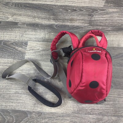 LittleLife Ladybird Kleinkind Rucksack Tasche rot - Elterngriff Zügel & Regenschutz