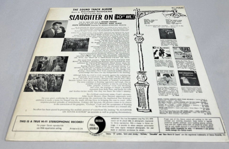 SLAUGHTER ON 10TH AVENUE (1958 RICHARD RODGERS) MINT SOUNDTRACK 12" VINYL LP - Image 2 of 4