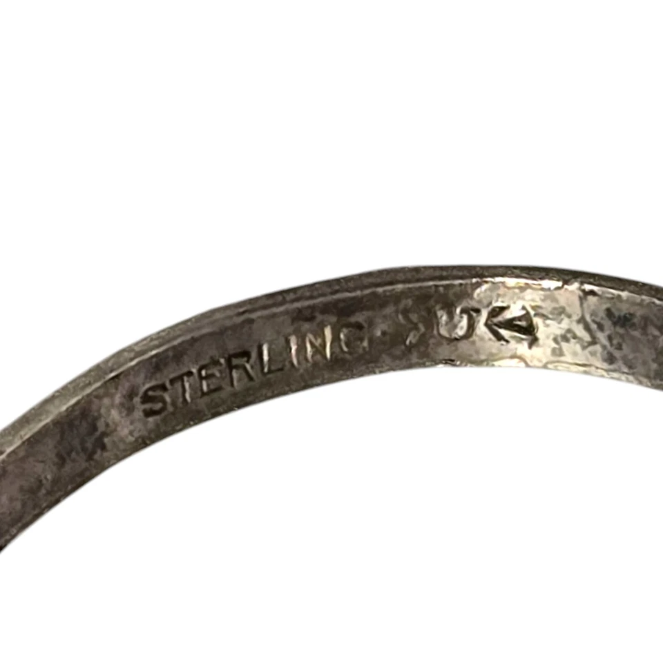 Anillo de prisión de luto de bebé con foto de celuloide de plata esterlina Uncas de 1930 talla 11 Foto 3 de 4