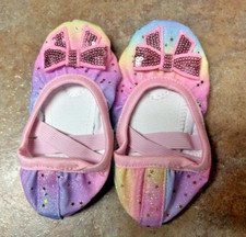 NEW Girls Ballet Shoes slippers gymnastics yoga play shiny glitter size 7