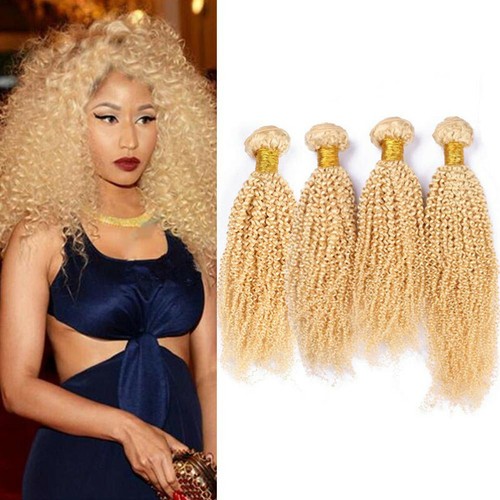 613 Blonde Brazilian Remy Human Hair Kinky Curly Weave Extensions 1 Or 3 Bundles - Picture 9 of 9
