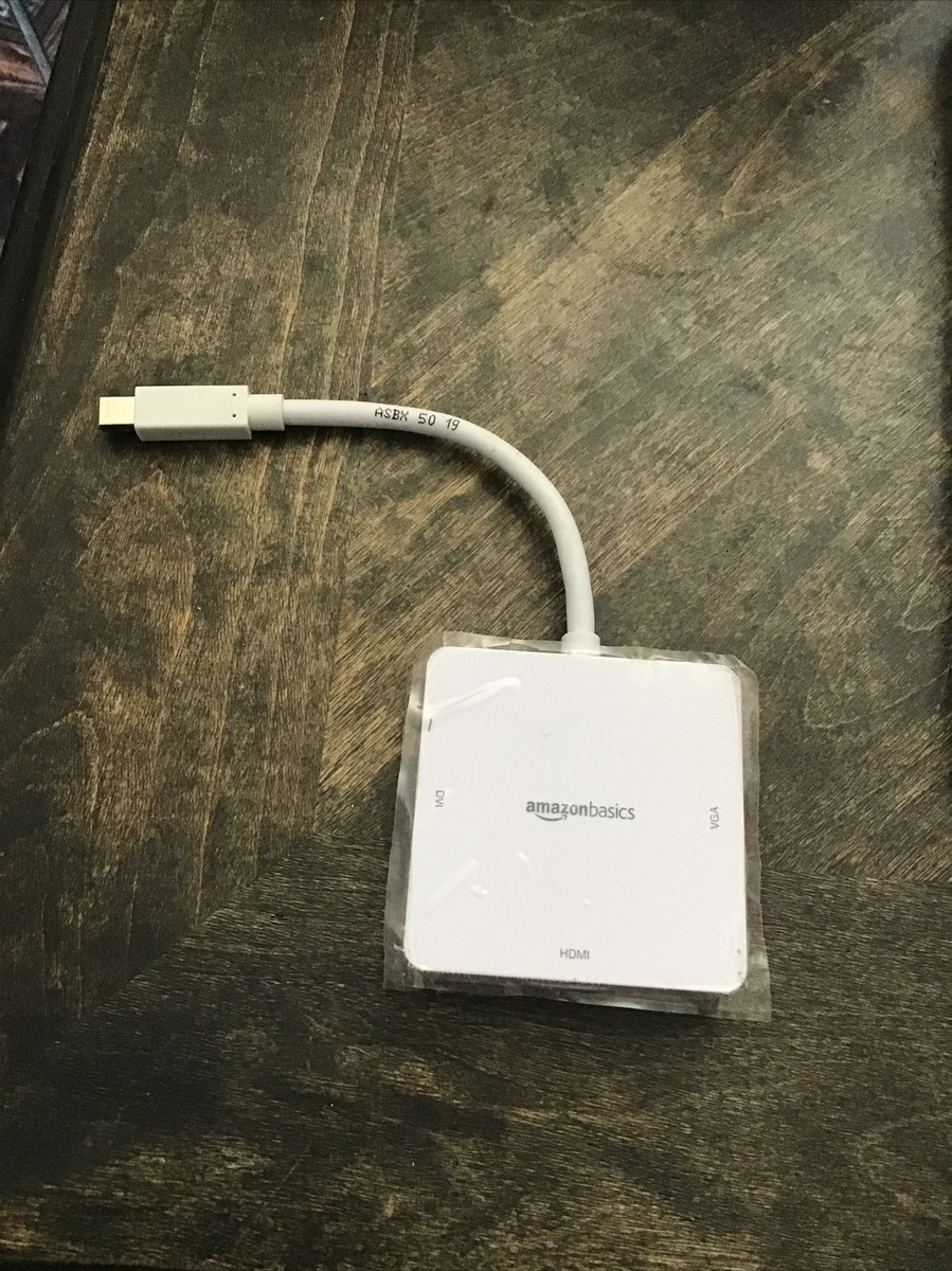 Amazon Basics Mini DisplayPort to HDMI DVI VGA Adapter White