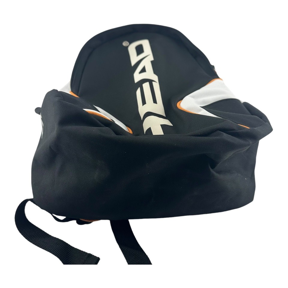 Head Tennis Backpack Black Orange White 2 Large Zipper Pockets Small