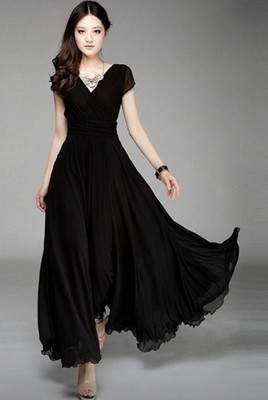 black flowy evening gown