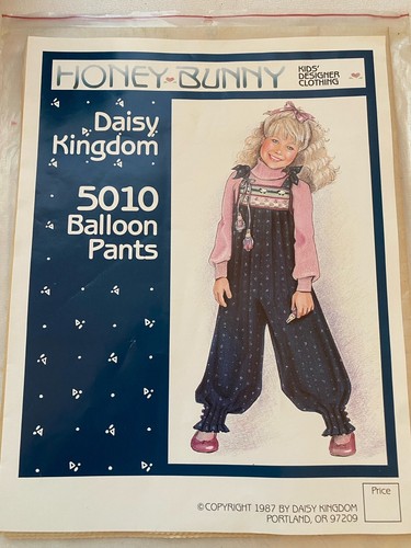 Honey Bunny Daisy Kingdom Pattern 5010 Girls Balloon Pants Overalls Sz 4 - 8 - Picture 7 of 7