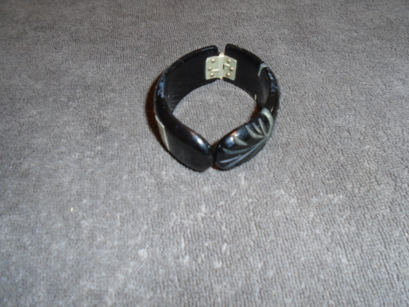 carved black bakelite cuff - image 3
