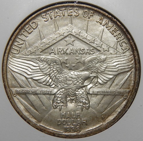 1938-S NGC/CAC MS66 ARKANSAS HALF DOLLAR SILVER COMMEMORATIVE - Picture 2 of 4
