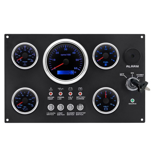 5 Gauge Set with Instrument Panel 0-6000RPM 7 Colors LED For Marine Boat Yacht - Picture 13 of 13