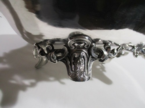 VICTOR SAGLIER Antiker Teller Korb Tasse Tischmitte aus versilbertem Metall - Bild 7 von 12