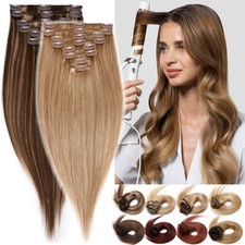 AAA 100 Real Clip In Remy Human Hair Extensions Weft Full Head DIRTY BLONDE US