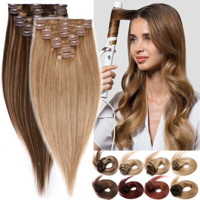 AAA+ 100% Real Clip In Remy Human Hair Extensions Weft Full Head DIRTY BLONDE US
