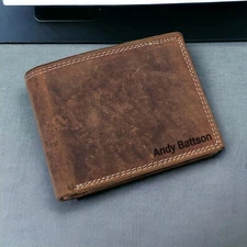 Andy Battson RFID BLOCKING Real Hunter Leather Coin Pocket Wallet 2026 Brown