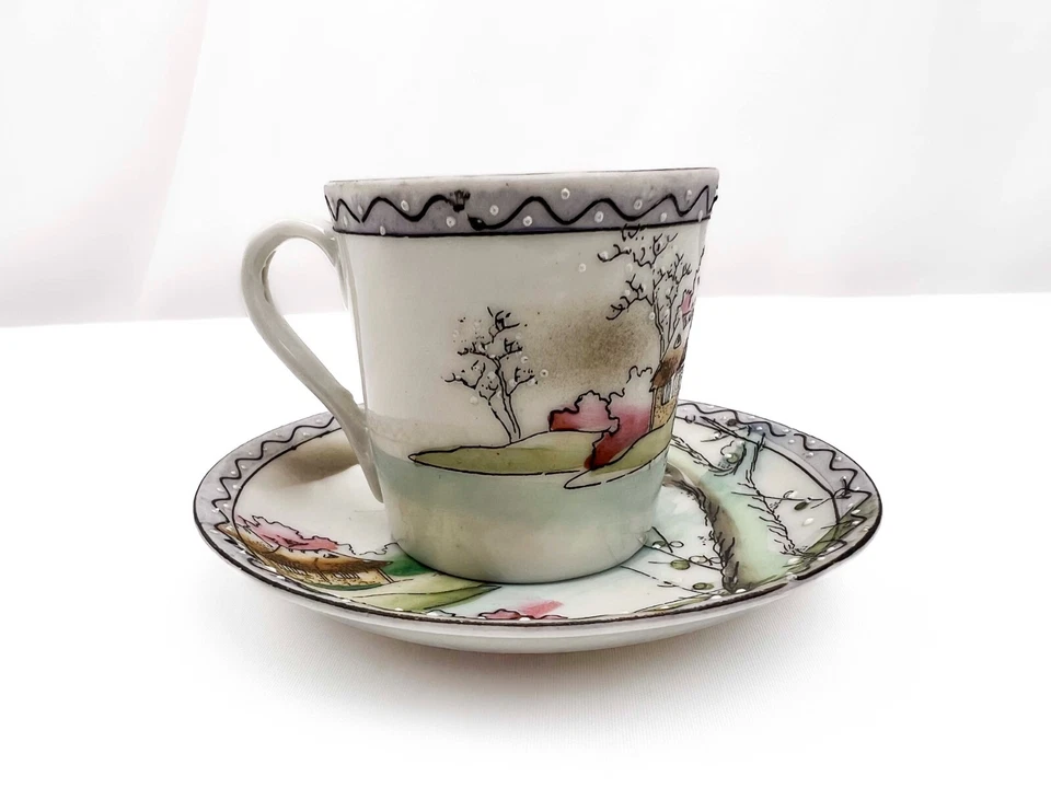 Taza y platillo espresso oriental de porcelana vintage Demitasse - ENVÍO GRATUITO Foto 4 de 4