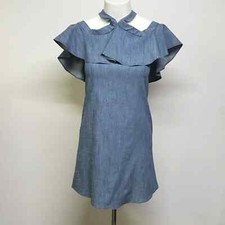 Alice + Olivia Women’s Size XS Alexia Off-Shoulder Chambray Halter Dress Blue