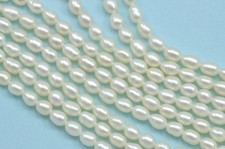 Ivory White Rice Oval Teardrop Freshwater Pearls Beads for Jewellery Making 