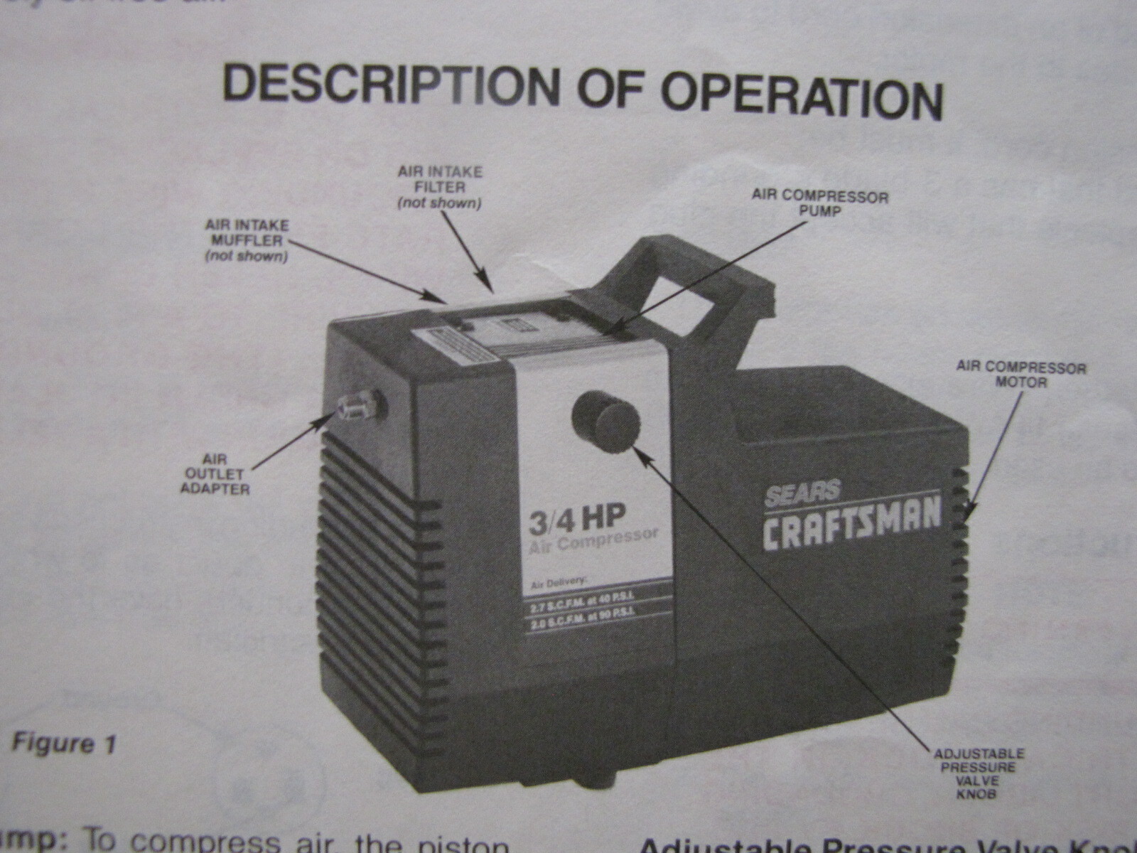 SEARS OWNERS MANUAL Compact Air Compressor Craftsman Model No. 919.150270 