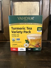 Vahdam India Infusions Organic Turmeric Tea Variety Pack, 100 Count 6.35 Ounce 
