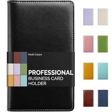 Leather Professional Business Card Book Holder Organizer, 240 Capacity Credit...