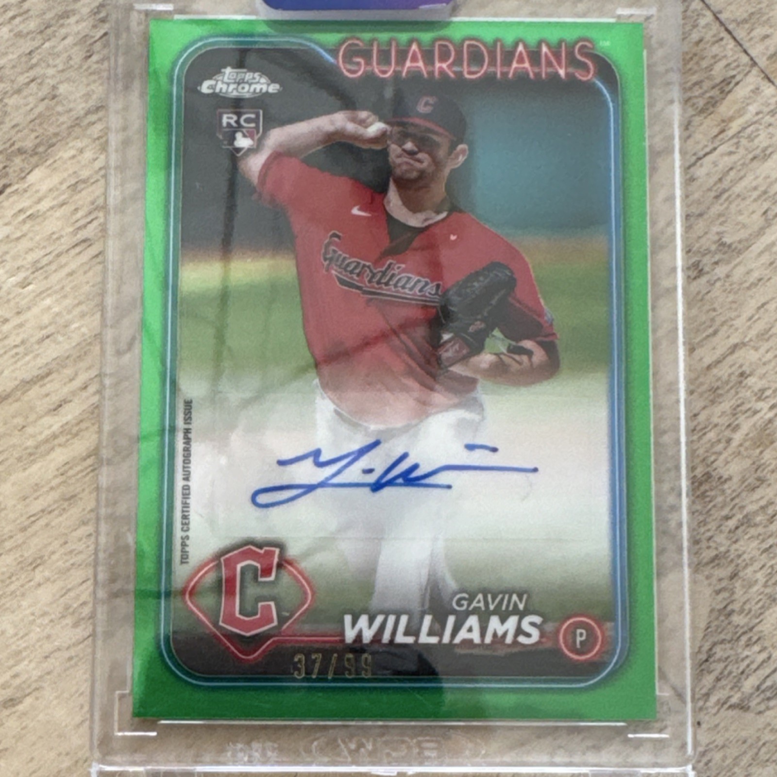 Topps 2024 Chrome Update Gavin Williams Green Refractor Auto /99 Guardians