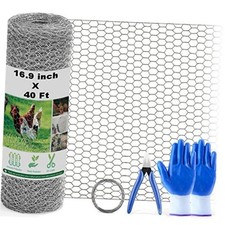Metal Floral Chicken Wire Fencing Mesh, 16.9 Inch x 40 Feet, 16.9in x 40ft