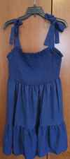 Shein Curve Blue Smocked Sun Dress Sz 2XL Polyester Bust 36 40 Length 37.5 in