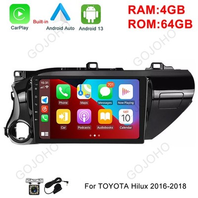4-64GB Android 13 For Toyota Hilux 2016-18 Carplay Car Stereo Radio WIFI GPS BT