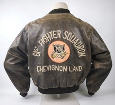Chevignon Lederjacke Fighter Squadron Gr. L braun antik vintage 90s Old Flight