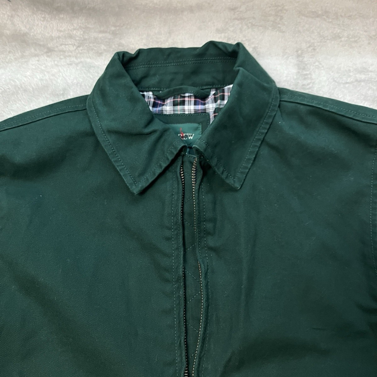J Crew Harrington Jacket Mens XS Green Cotton Twill Chore Collared