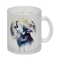 Wolf Im Mondschein Glas Tasse