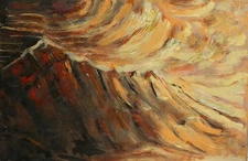 Vintage expressionist oil painting landscape