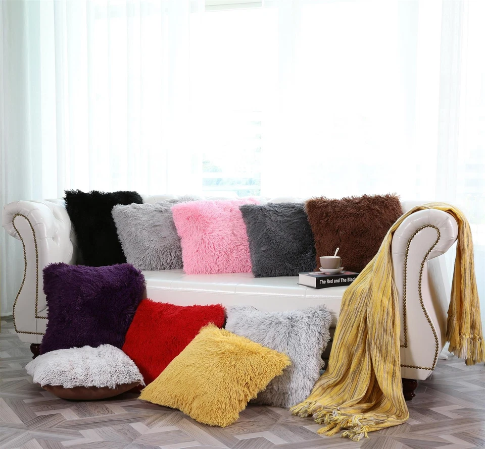 4 x Faux Fur Cushion Covers Soft & Cuddly 43x43cm Long Pile High Quality - Image 2 of 2
