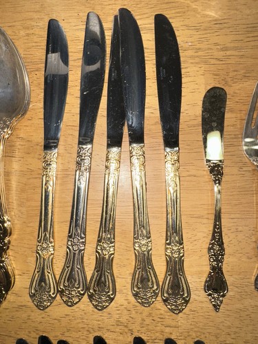 Golden Barclay Geneve Besteck Service für 8 Crown Royale 24K vergoldet 64 Teile - Bild 10 von 20