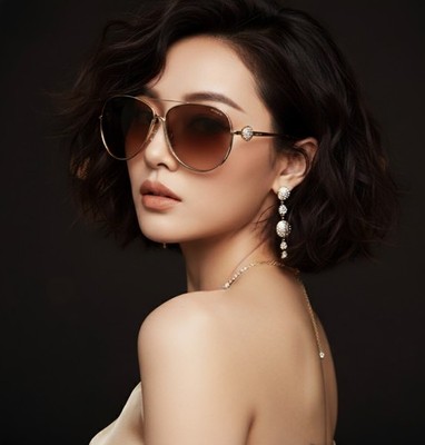 CHOPARD AVIATOR SUNGLASSES WITH CRYSTALS - SCH B23S 0300G
