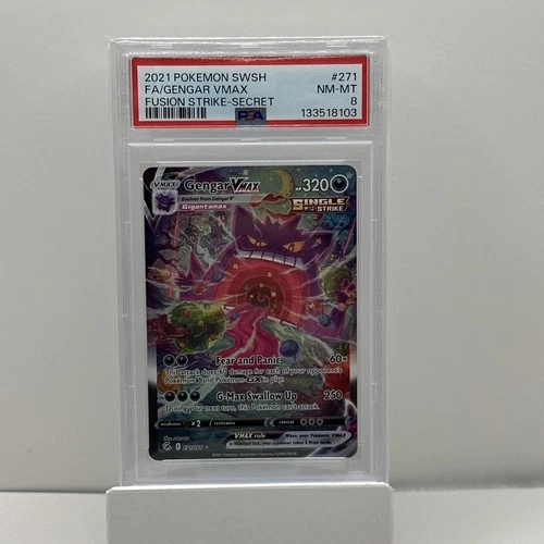 2021 POKEMON SWORD & SHIELD FUSION STRIKE SECRET #271 FULL ART/GENGAR VMAX PSA 8