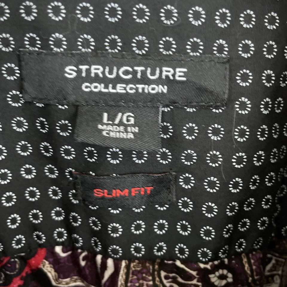 Structure Collection Shirt Mens Large Slim Fit Multicolor Floral Long SLV Button - Image 3 of 4