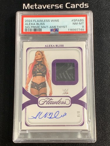 2024 Panini Flawless WWE Alexa Bliss Amethyst Prime Patch Auto 8/8 1/1 PSA 8