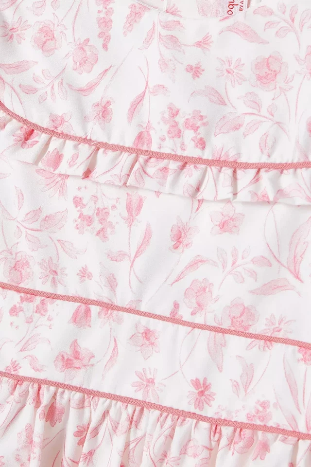 Girl's La Coqueta White Floral Luciana Dress Fit & Flare Cotton Short Sleeve 10 - Image 2 of 4