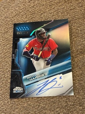 2026 Topps Chrome Black Michael Harris II Auto Blue Refractor SP /150 Braves